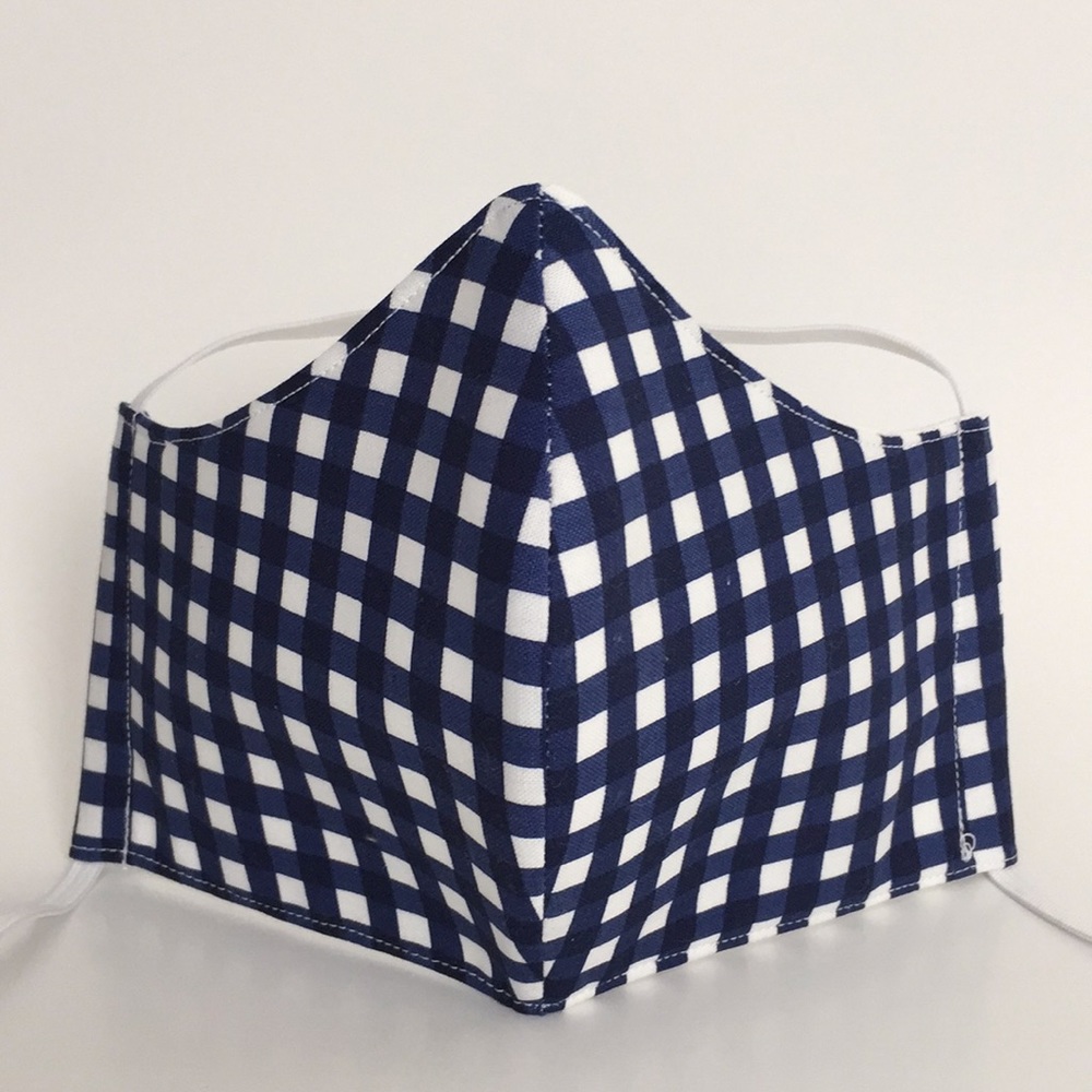 Blue Checkered Handmade Fabric Face Mask